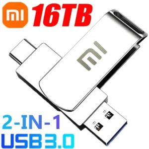 Portable Foldable 2 in 1 Dual USB Drive, OTG, USB C to A, USB3.0 Flash Pen Drive, Metal Memory Stick, (1TB 2TB 4TB 8TB 16TB) Xiaomi